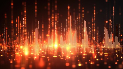 Obraz premium A glowing digital currency symbol with financial bar charts in the background, symbolizing profitable investments and growth opportunities