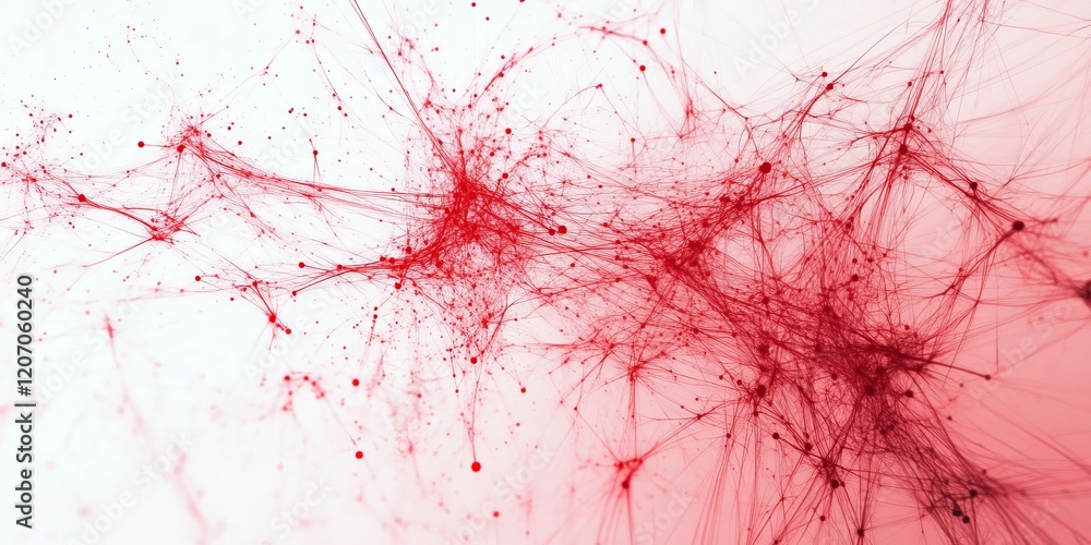 Poster Abstract red particle network.