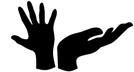 Set of silhouettes of hands in various poses isolated on a white background. Vector illustration. Collection of emotions, signs. Holding hands.emotional of communication bitmap symbol stock web illust