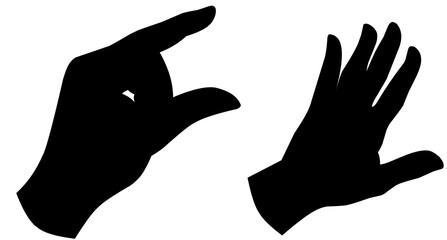Set of silhouettes of hands in various poses isolated on a white background. Vector illustration. Collection of emotions, signs. Holding hands.emotional of communication bitmap symbol stock web illust