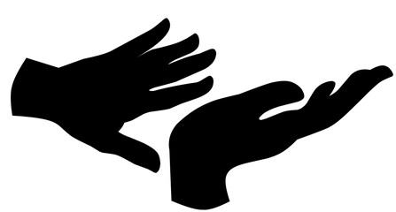 Obraz premium Set of silhouettes of hands in various poses isolated on a white background. Vector illustration. Collection of emotions, signs. Holding hands.emotional of communication bitmap symbol stock web illust