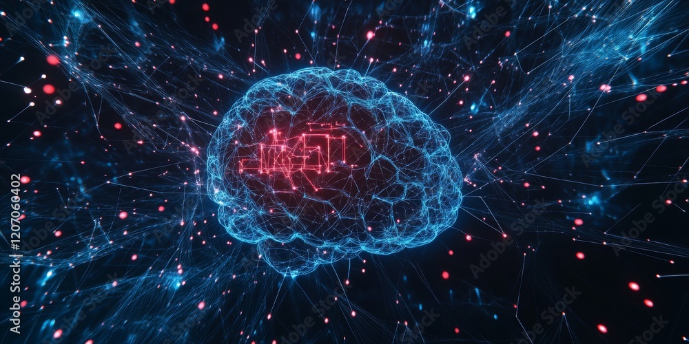 Poster abstract digital brain network.
