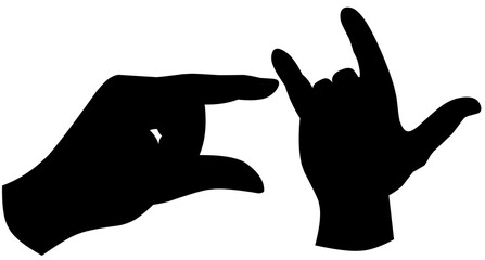 Vector collection of silhouettes of human hands depicting various movements, black on a white background.sqeas a graphic design element, Illustration in svg format. isolated white background
