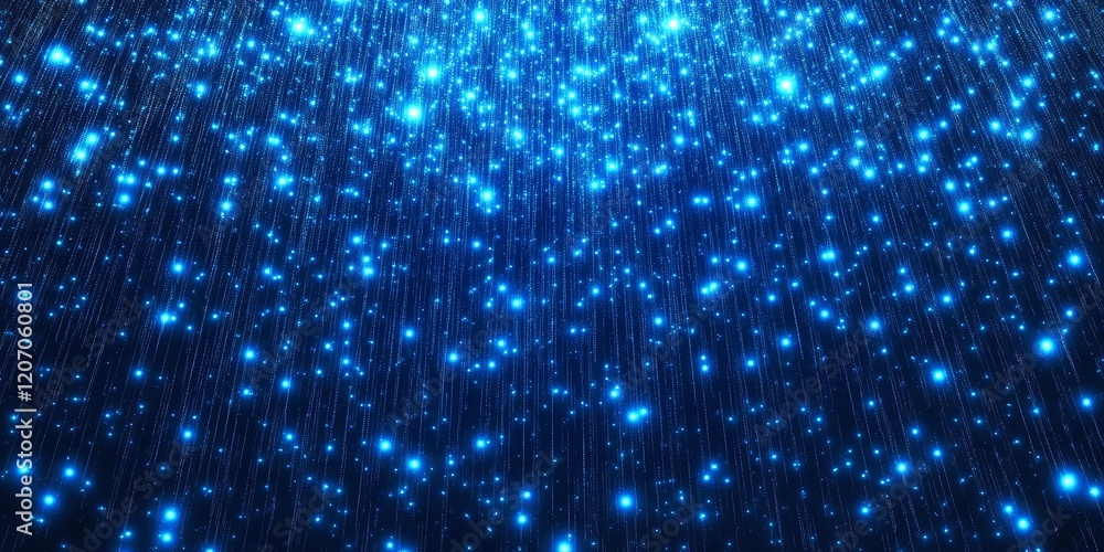 Poster abstract blue sparkling particle background.