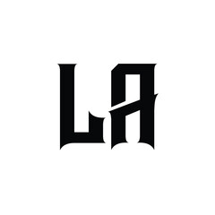 LA monogram logo design letter text name symbol monochrome logotype alphabet character simple logo