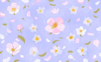 Abstract floral illustration with pastel colors and blossoms