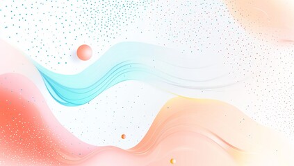 Abstract pastel wave background with confetti.