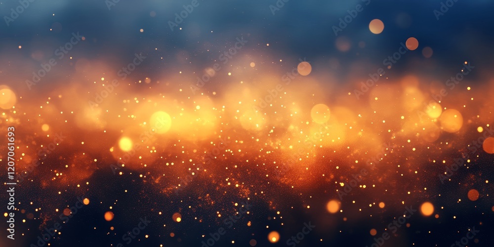 Aufkleber Abstract fiery orange and blue bokeh background with glittering particles.