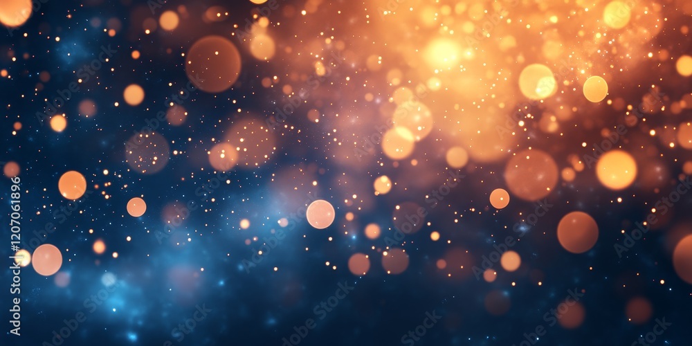Poster abstract bokeh background with blue and orange lights.