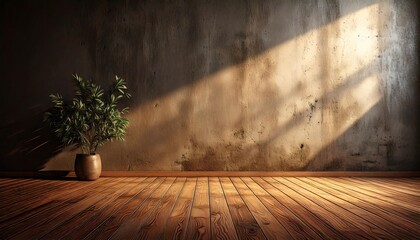 room with wooden floor and wall