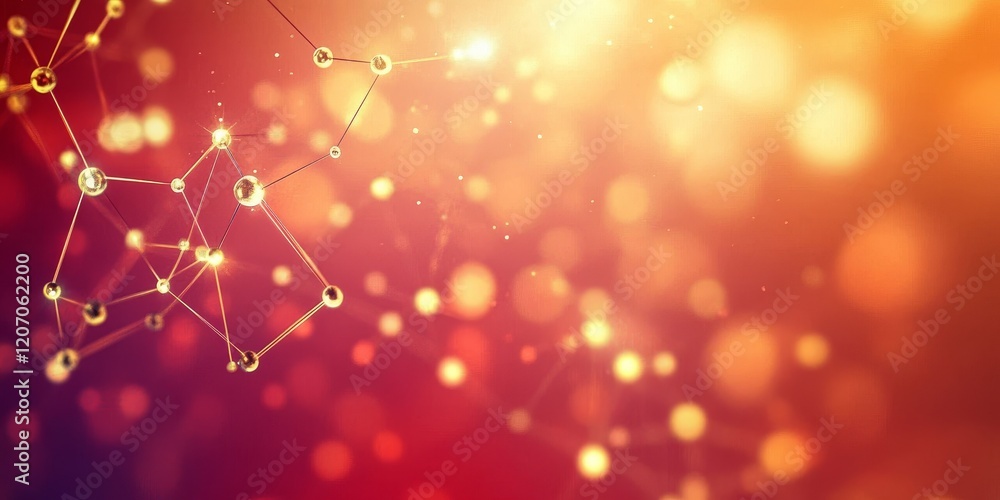 Poster Abstract red and gold glowing network connection.
