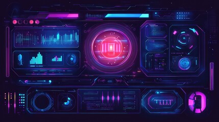 Conceptual AI-powered interface of glowing text inputs generating holographic visuals surrounded by vibrant futuristic elements