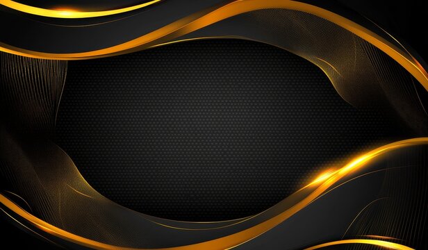 Abstract black and gold wavy background.