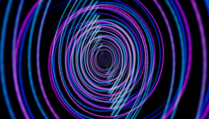Abstract 3D render of glowing neon lines forming a spiral pattern