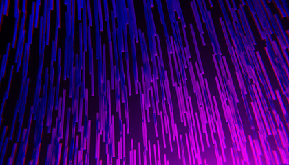 Abstract 3D render with violet and blue lines on a dark background