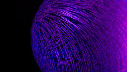 Abstract 3D render with violet color and dark background