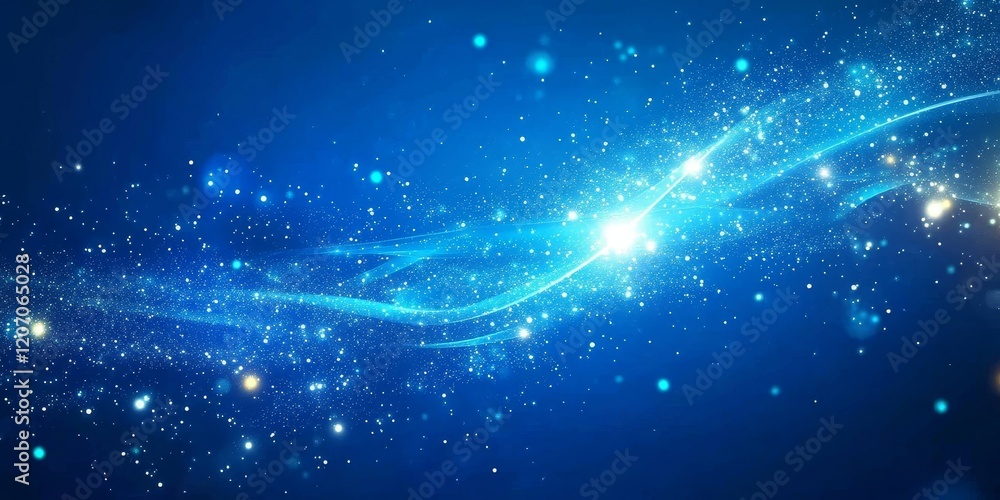 Aufkleber abstract blue glowing wave with sparkling particles.