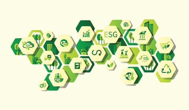 ESG concept icon for business and organization, Environment, Social, Governance and sustainability development concept with venn diagram, vector illustration