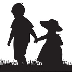 CHILDREN'S SILHOUETTE VECTOR IMAGE