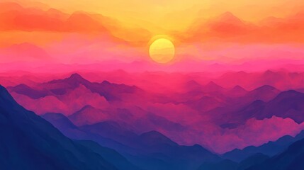 Fototapeta premium Sunset over Mountains