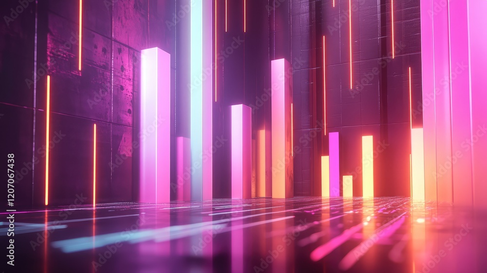 Poster futuristic data analytics concept with glowing d charts and graphs floating in a digital space with 