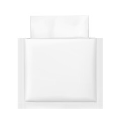 Open sachet bag mockup for single wet wipe. Vector illustration isolated on white background. Flat lay view. Can be use for template your design, presentation, promo, ad. EPS10.