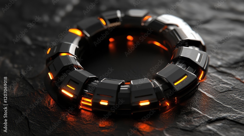 Poster glowing ai microchip with energy pulses spreading across a sleek dark metallic surface, surrounded b