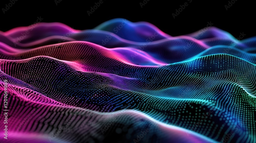 Aufkleber glowing data flow with binary streams and holographic charts representing big data analytics in an a