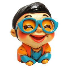 Obraz premium 3D Transparent Putty Figurine of a Laughing Indian Child in Big Glasses