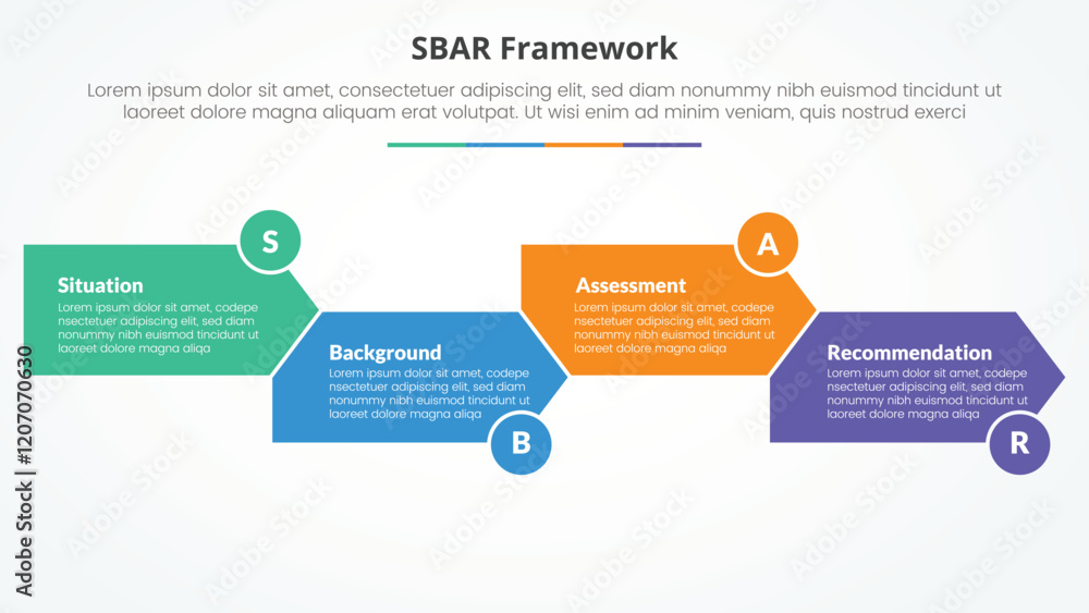 Poster sbar tool framework infographic concept for slide presentation with arrow shape right direction up a