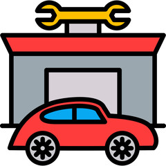 Car Repair Shop lineal color icon