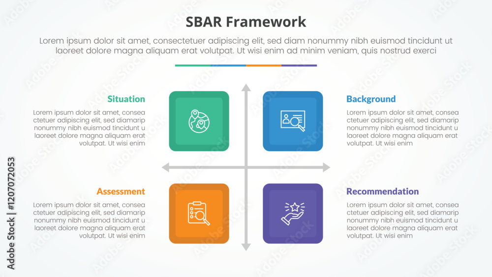 Poster sbar tool framework infographic concept for slide presentation with square box matrix structure with