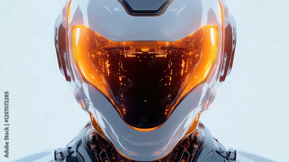 Poster intelligent robot concept with sleek design, glowing energy core, and futuristic particle effects on