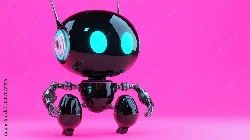 Poster intelligent robot concept with sleek design, glowing energy core, and futuristic particle effects on