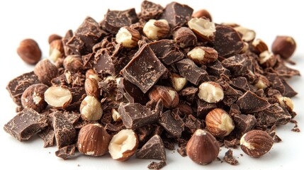 Obraz premium Aromatic Chocolate and Hazelnut Medley: A Delightful Blend of Sweetness and Nutty Goodness