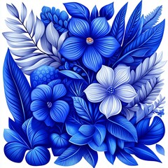 Organic Nature Motifs in Blueprint Style