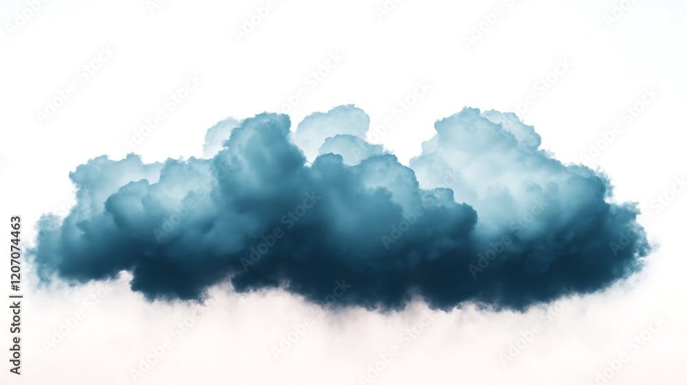 Poster a fluffy, dark cloud floats against a light backdrop, showcasing a gradient of blues and whites, cre