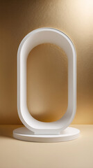 Obraz premium Elegant White Product Stand for Commercial Advertisement with Shiny Golden Background Realistic 3D Podium for Mockup