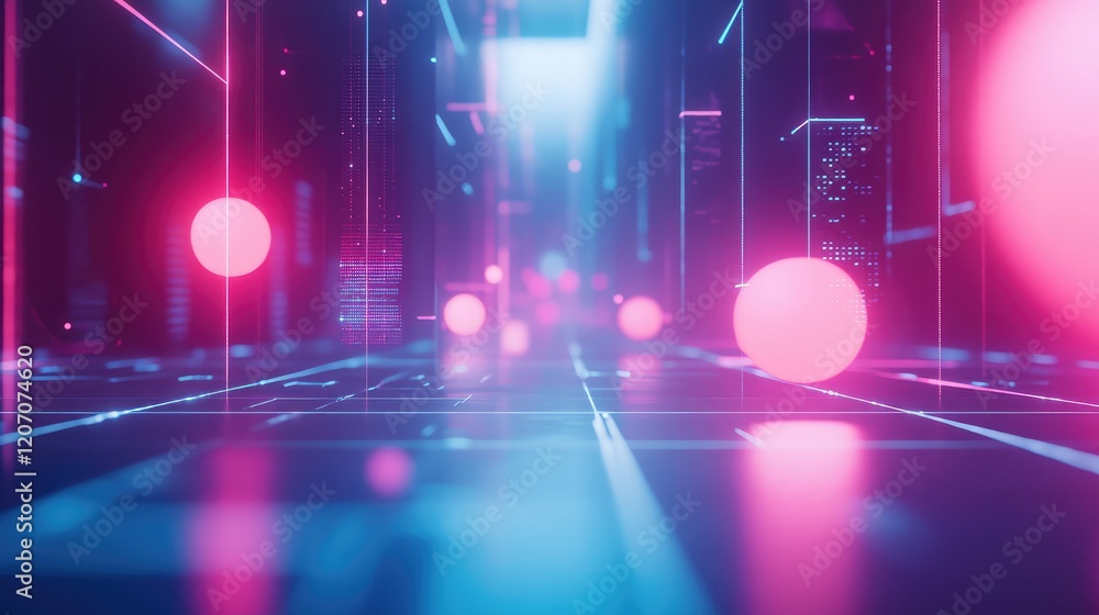 Poster visualization of big data networks with glowing nodes and analytics graphs, set in a clean futuristi