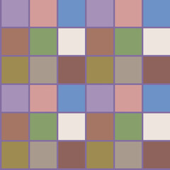 Geometric seamless pattern, understated checkered repeat design with desaturated colors and mocha color