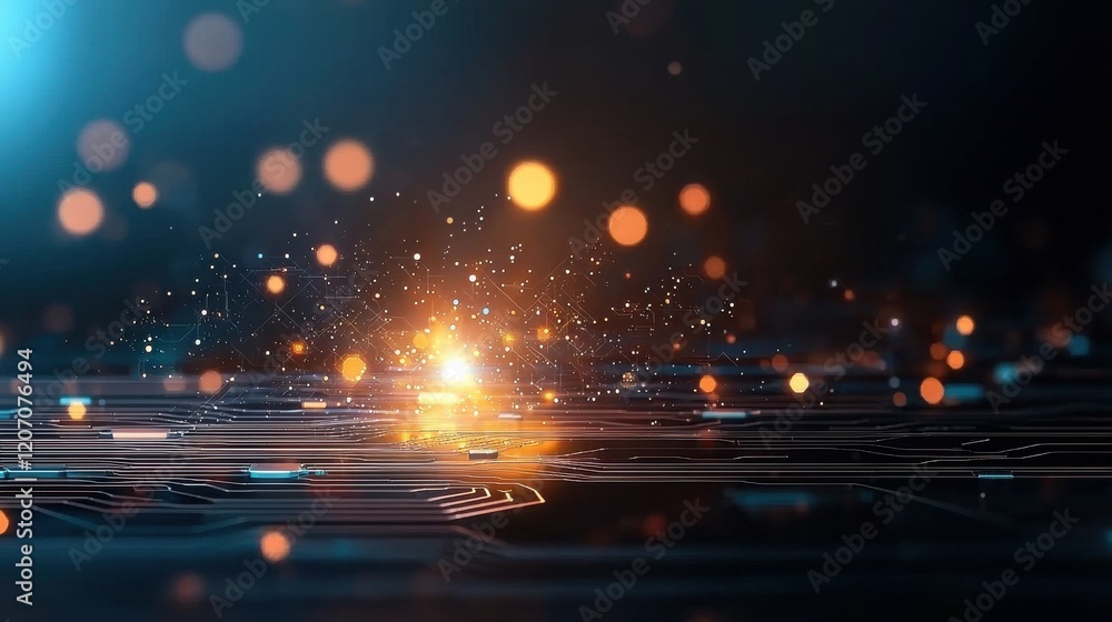 Poster dynamic data streams visualized as glowing rivers connecting in gigapixel detail across a futuristic