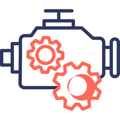 Engine Gear line color icon