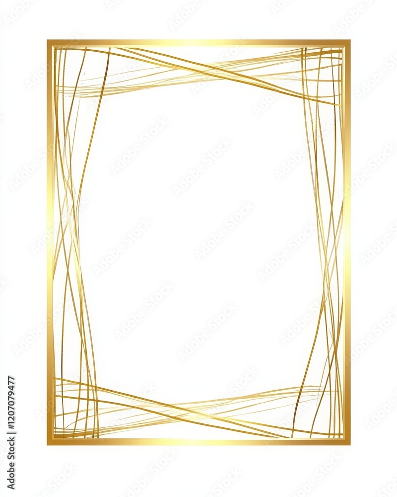 Poster elegant gold frame with intersecting lines, perfect for invitations or certificates.