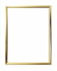 Golden rectangular frame isolated on white background.