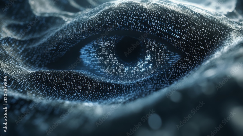 Poster abstract eye design with binary codes and digital effects