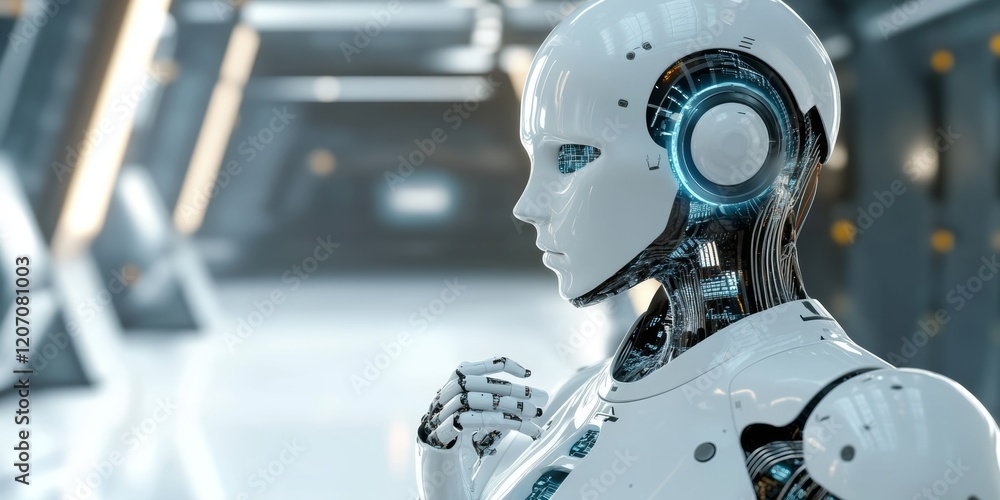 Aufkleber futuristic robot with advanced technology in modern environment