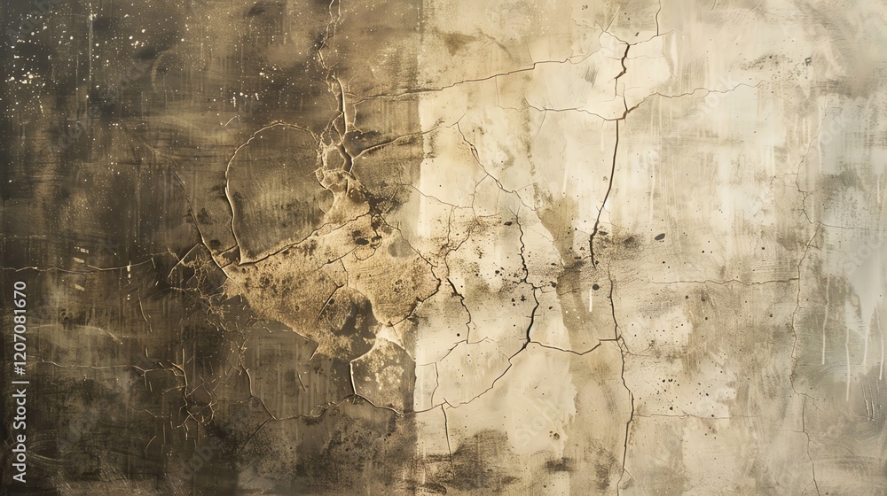 Poster abstract background with cracks and stains. the background is a light brown color with dark brown cr