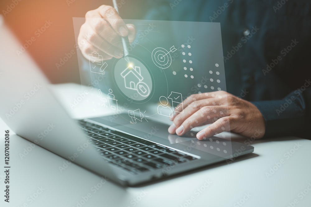 Poster Digital integration: Streamlining tasks with smart tools for productivity and success. Empowering workflows with innovative digital systems.