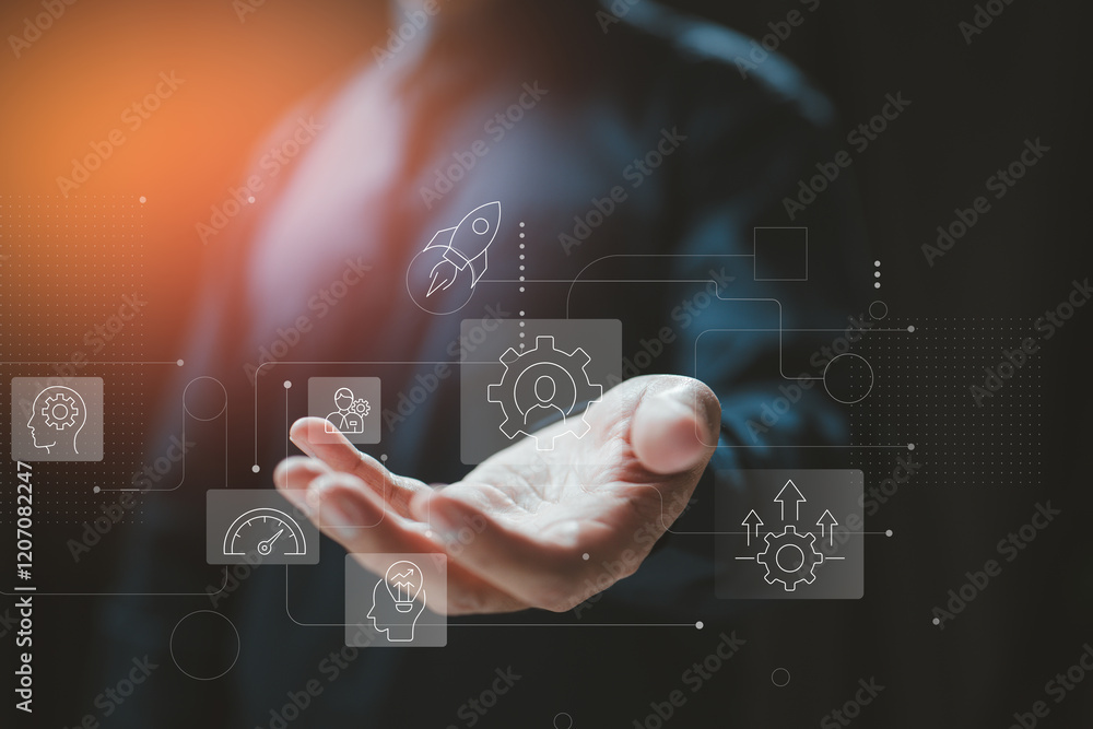 Aufkleber Empowering innovation: Leveraging technology to drive progress and efficiency. Enhancing performance with smart digital processes.