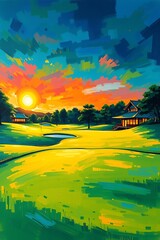 Green grass and on a golf field